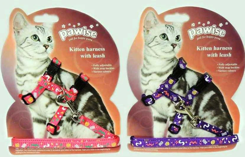 PAWISE Kitten Ham şi lesă pentru pisicuţe,  Roz/Violet 120cm