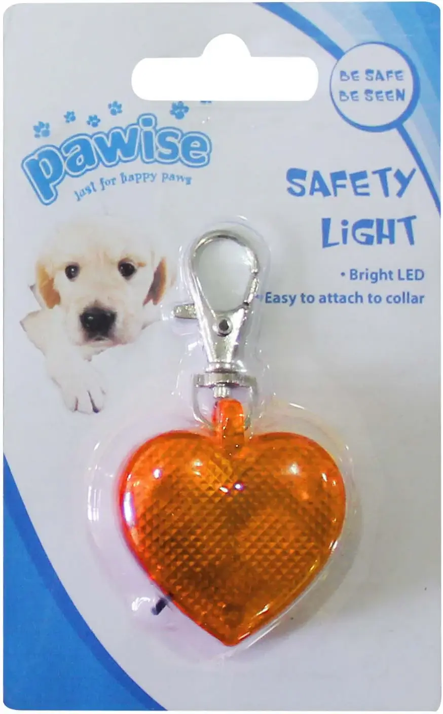 PAWISE Medalion pentru câini Inimă, iluminat noaptea 4x3,5cm