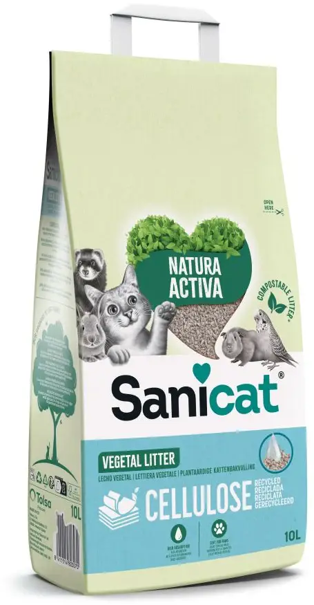 SANICAT Clean&Green Aşternut pisici, celuloză şi hârtie, biodegradabil 10L/3,4kg