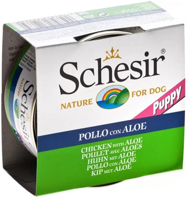 SCHESIR Conservă pentru câini PUPPY Pui cu Aloe Vera 150g