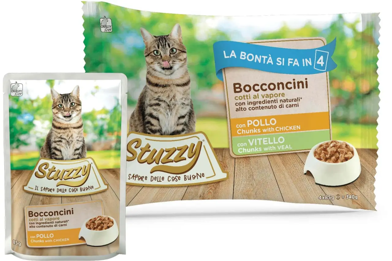 STUZZY Chunks Pachet plicuri ptr pisici, cu Viţel/Pui 4x85g