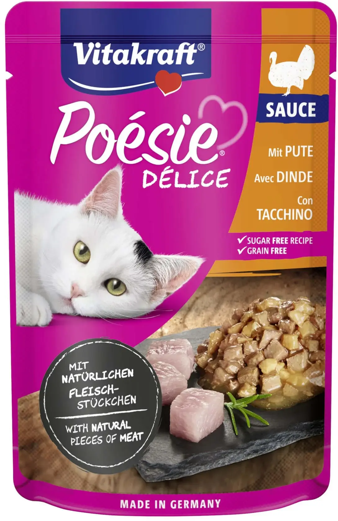 VITAKRAFT Poesie Delice Sauce Plic pentru pisici, cu Piept de Curcan în Sos 85g