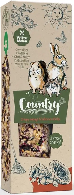 WITTE MOLEN Country Baton pentru rozătoare, cu Papaya şi Hibiscus 110g