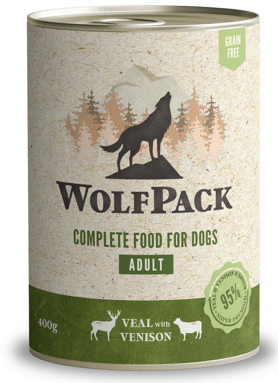 WOLFPACK Adult Viţel/Vânat, Hrană umedă pentru câini adulţi