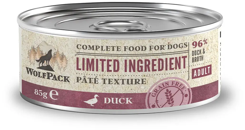 WOLFPACK Conservă pentru câini, cu număr limitat de ingrediente, Raţă