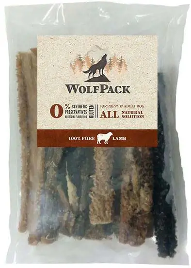 WOLFPACK Recompensă pentru câini, Burtă de Miel 15cm, 100g