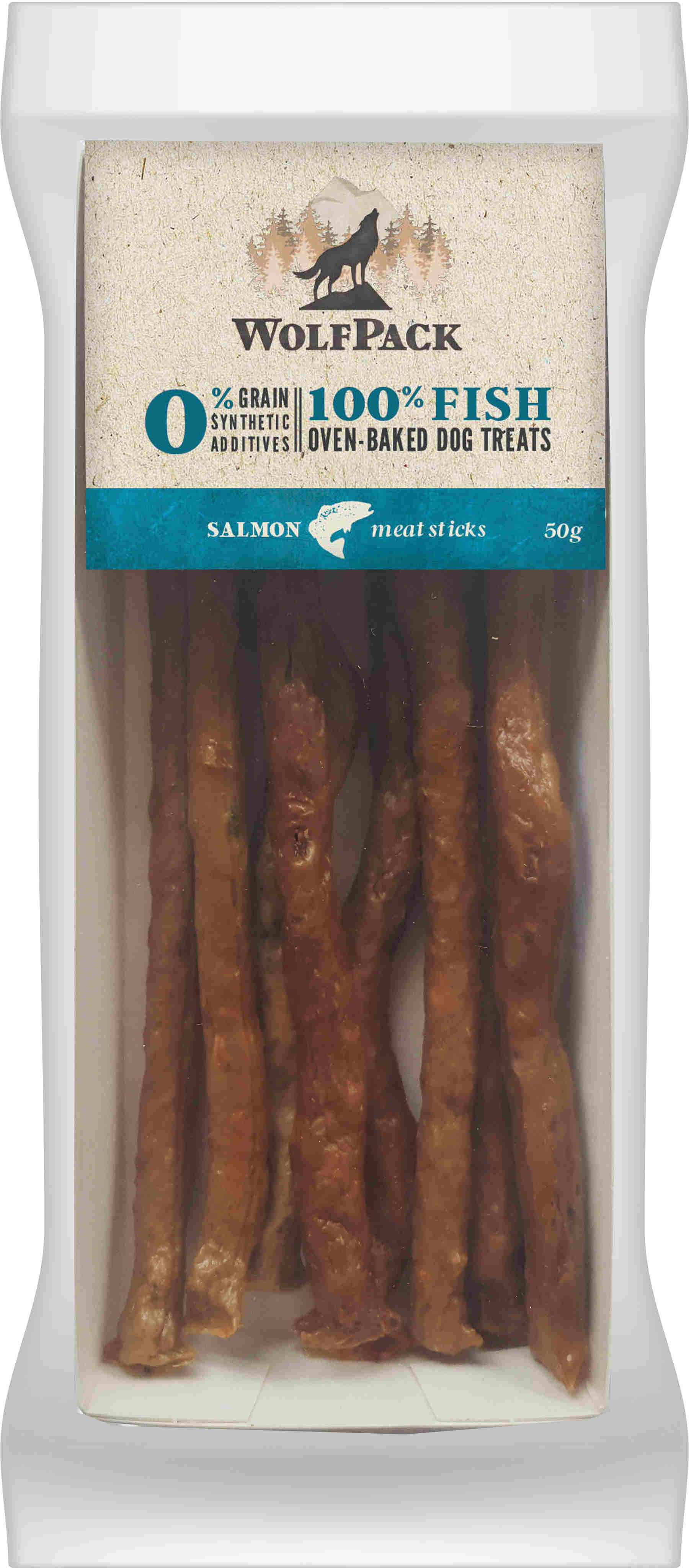 WOLFPACK Recompensă pentru câini, meat sticks cu 100 % somon 50 g