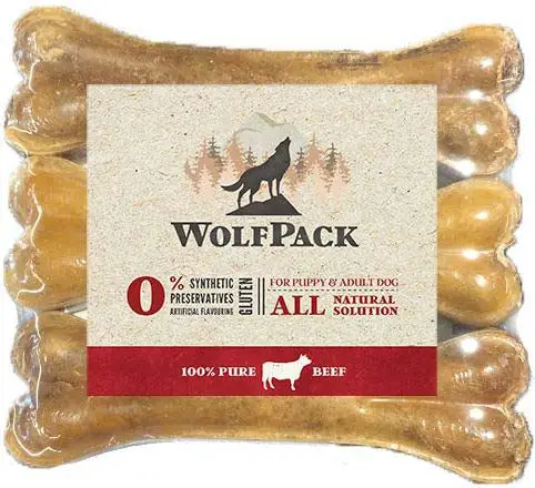 WOLFPACK Recompensă pentru câini, Os presat Piele cu Burtă Vită