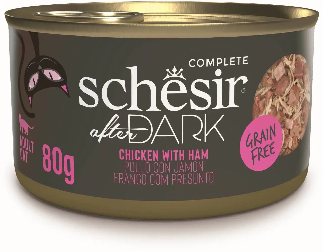 SCHESIR After Dark Conservă pentru pisici, supă cu Pui şi Şuncă 80g