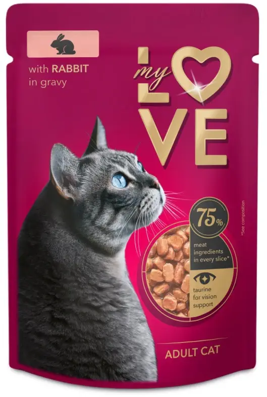MY LOVE Plic Hrană umedă pentru pisici, cu Iepure în sos 85g