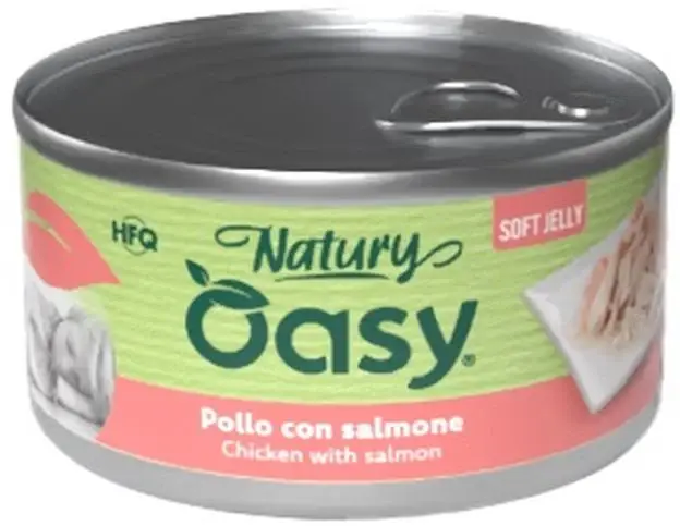 OASY Natury Conservă pentru câini, cu Pui şi Somon, în jeleu 150g