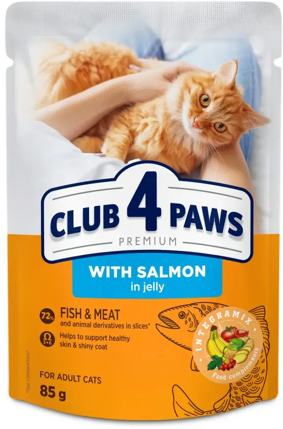 CLUB 4 PAWS Jelly Plic Hrană umedă pentru pisici, cu Somon 85g