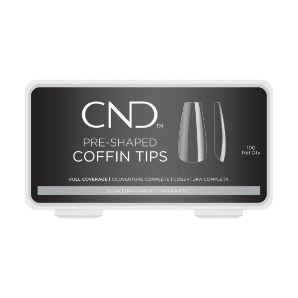 Set unghii false CND Pre Shaped Tips Coffin Balerina 100buc