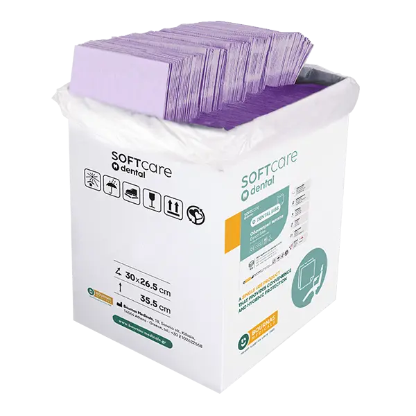Bavete mov 2 straturi Bournas Medicals Soft Care Dental Bibs Standard Purple 33x45cm 500buc