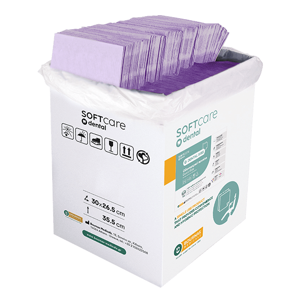Bavete mov 2 straturi Bournas Medicals Soft Care Dental Bibs Standard Purple 33x45cm 500buc