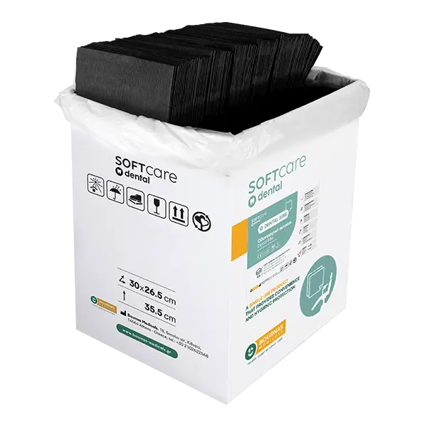 Bavete negru 2 straturi Bournas Medicals Soft Care Dental Bibs Standard Black 33x45cm 500buc