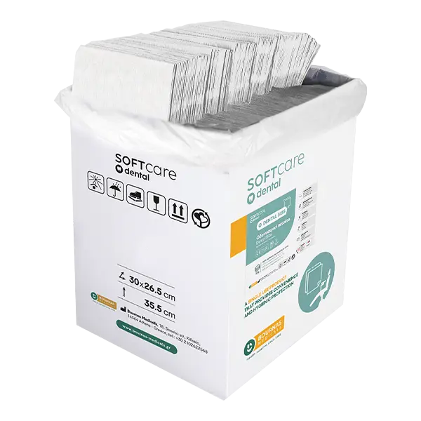Bavete alb 2 straturi Bournas Medicals Soft Care Dental Bibs Standard White 33x45cm 500buc