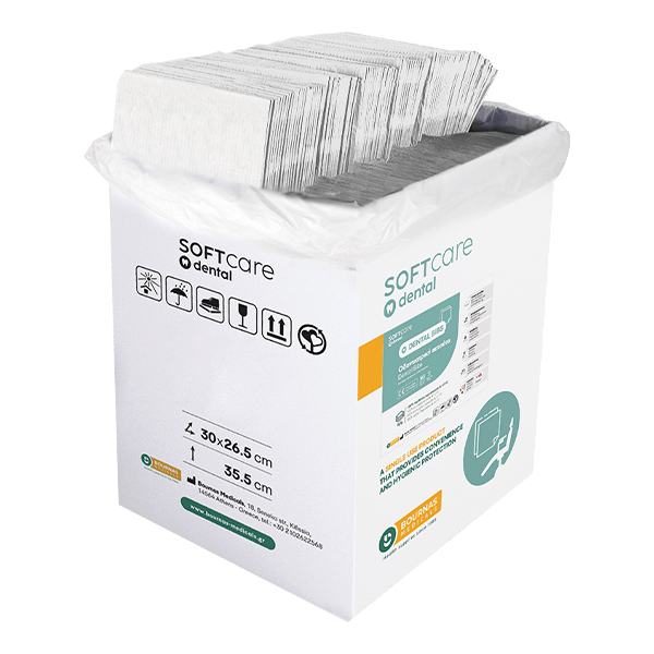 Bavete alb 2 straturi Bournas Medicals Soft Care Dental Bibs Standard White 33x45cm 500buc