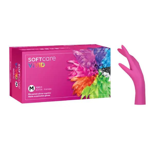 Manusi nepudrate fuchsia Bournas Medicals Soft Care Vivid Nitrile Gloves M 100 buc
