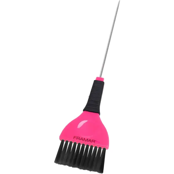 Pensula pentru vopsea de par Framar Pin Tail Color Brush Pink cu coada de metal 1 buc