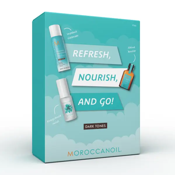 Set revitalizare par Moroccanoil Refresh Nourish & Go Dark Tones 65+25+30ml