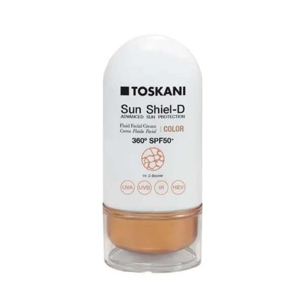 Crema de fata coloranta cu protectie solara Toskani Sun Shield Fluid Facial Cream Color SPF50 50ml