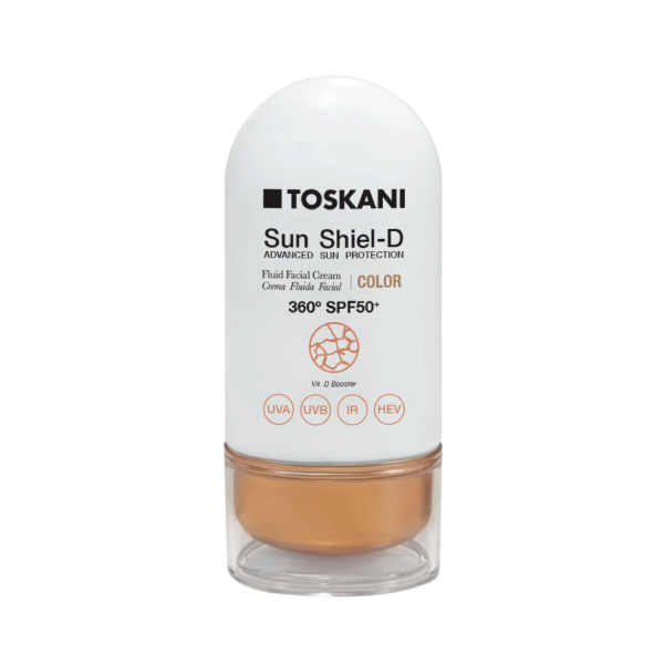 Crema de fata coloranta cu protectie solara Toskani Sun Shield Fluid Facial Cream Color SPF50 50ml