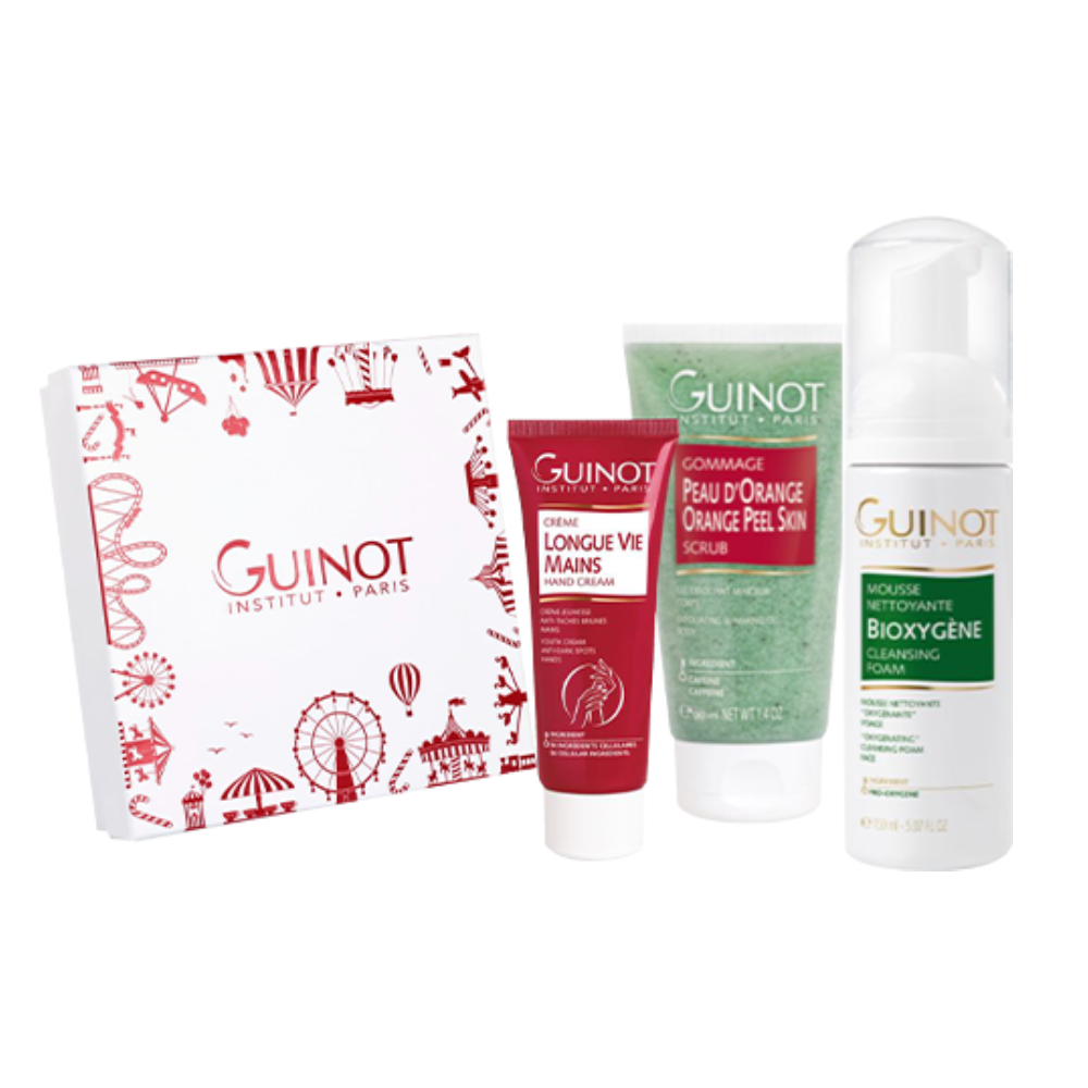 Set curatare, exfoliere si ingrijire maini Guinot Radiance Minis 90ml