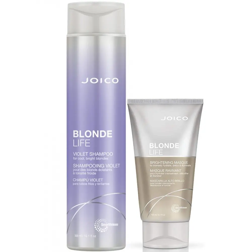 Set par vopsit Joico Blonde Life Violet Shampoo si Blonde Life Brightening Masque 300+150ml