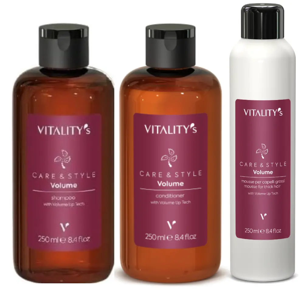 Set pentru volum Vitality's Care&Style Volume Shampoo 250ml + Conditioner 250ml + Mousse 250ml