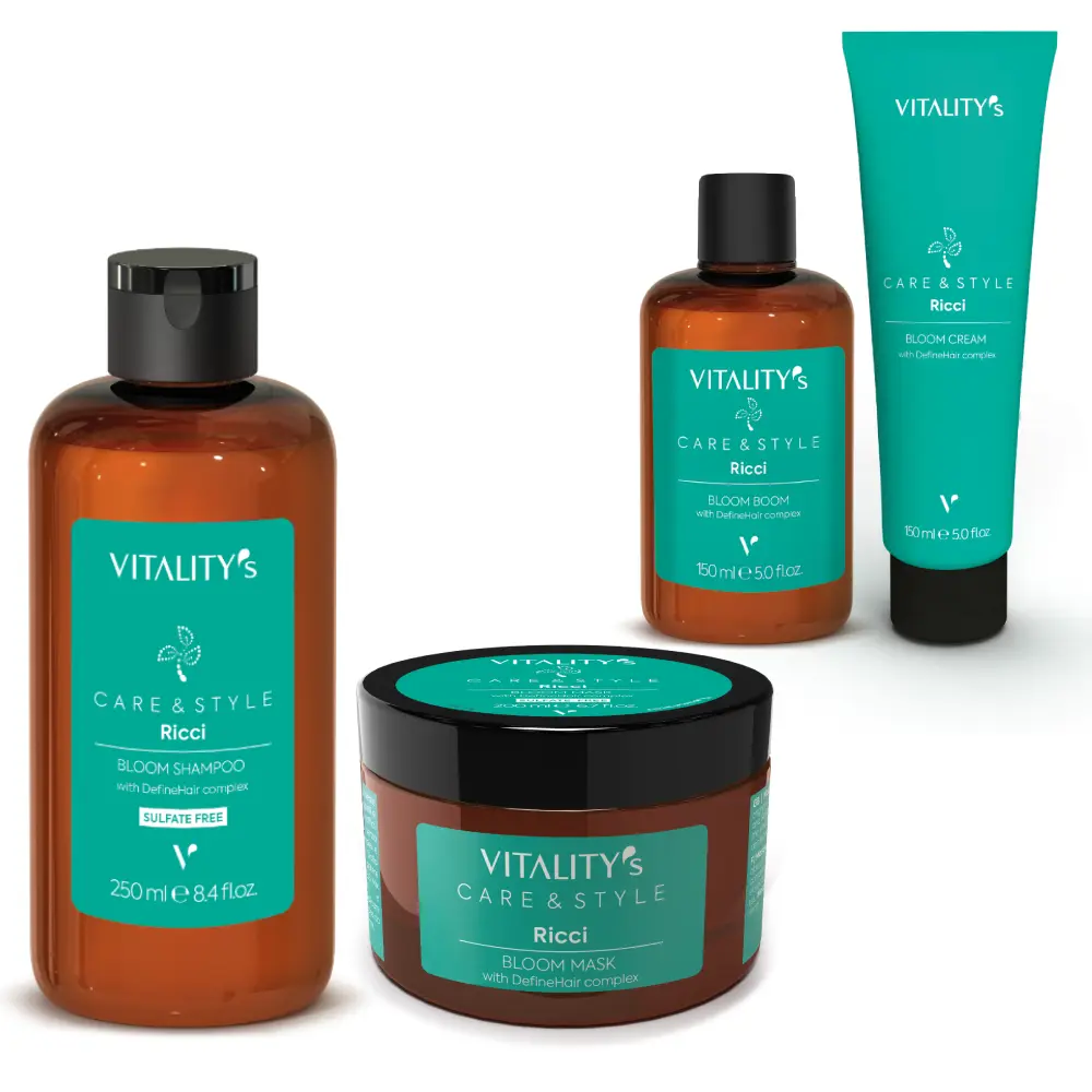 Set par cret Vitality's Care&Style Ricci Bloom Shampoo 250ml + Masca 200ml + Ser 150ml + Crema bucle 150ml