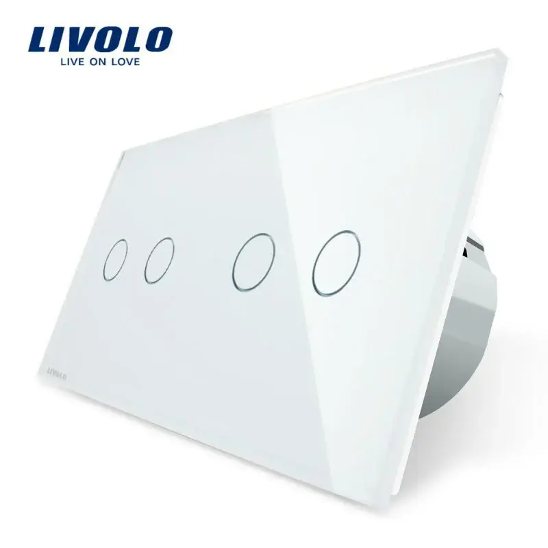 Intrerupator dublu + dublu cu touch Livolo din sticla