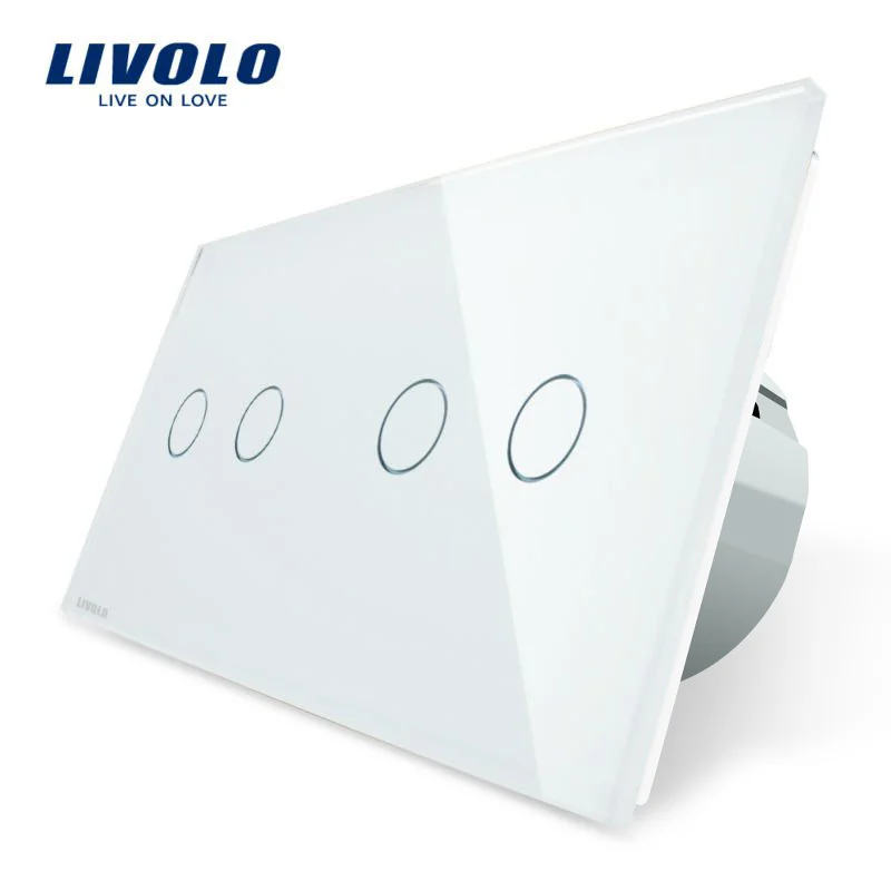 Intrerupator dublu + dublu cu touch Livolo din sticla