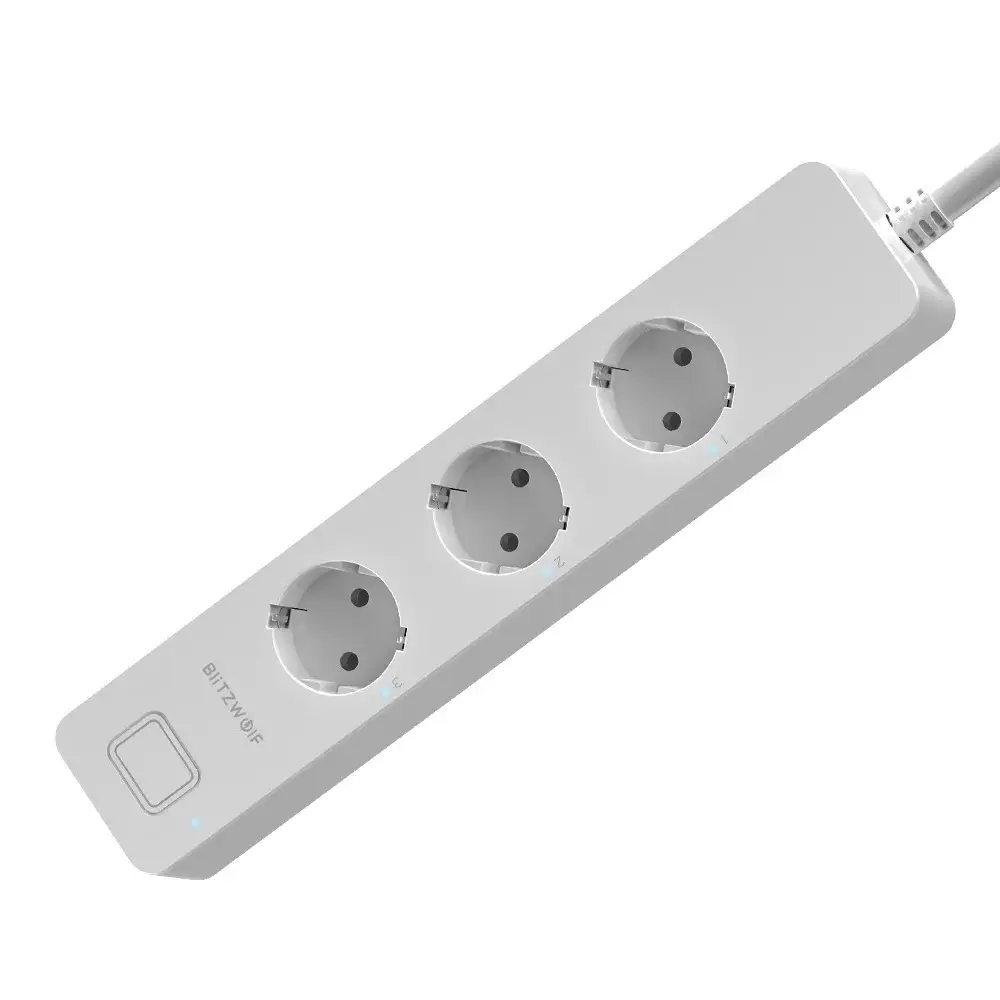 Prelungitor inteligent Blitzwolf BW-SHP9, 3 prize si 2 porturi USB, 3300W, 15A, Control de pe telefonul mobil