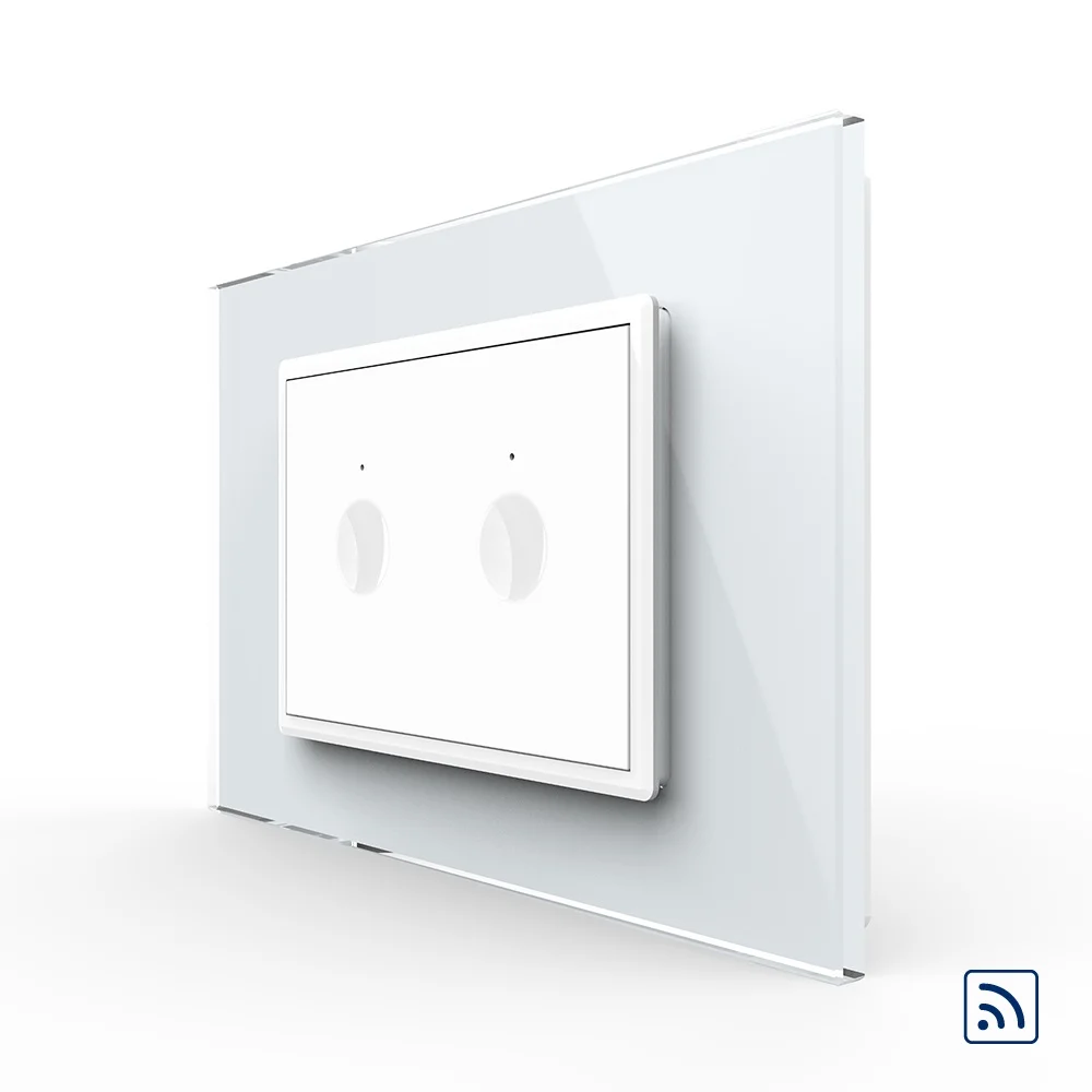 Intrerupator dublu wireless cu touch Livolo cu rama din sticla, standard Italian – Serie noua