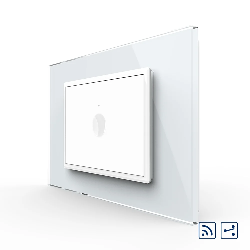 Intrerupator simplu cap scara / cap cruce wireless cu touch Livolo cu rama din sticla, standard Italian – Serie noua