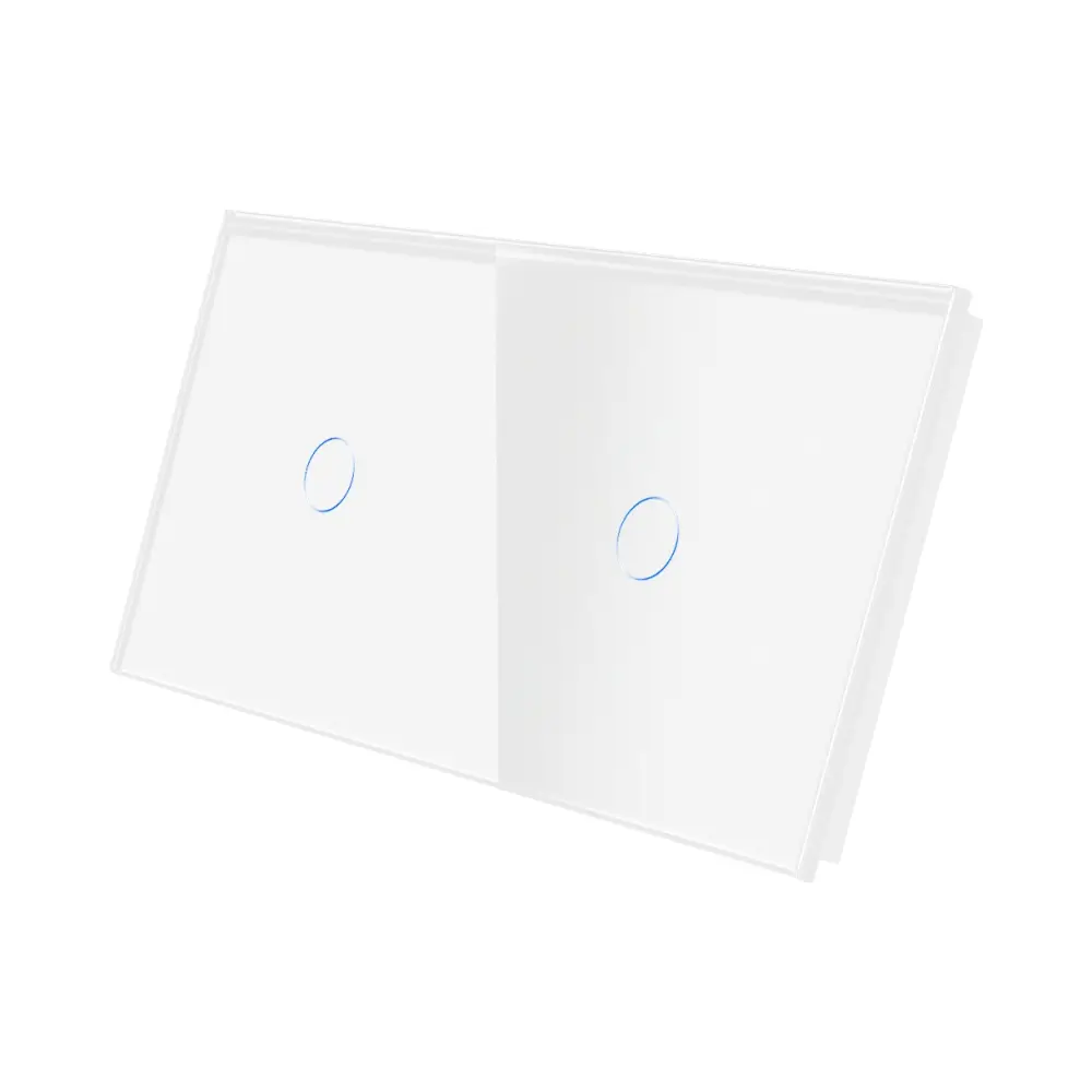 Panou Intrerupator Simplu + Simplu cu Touch Din Sticla LUXION