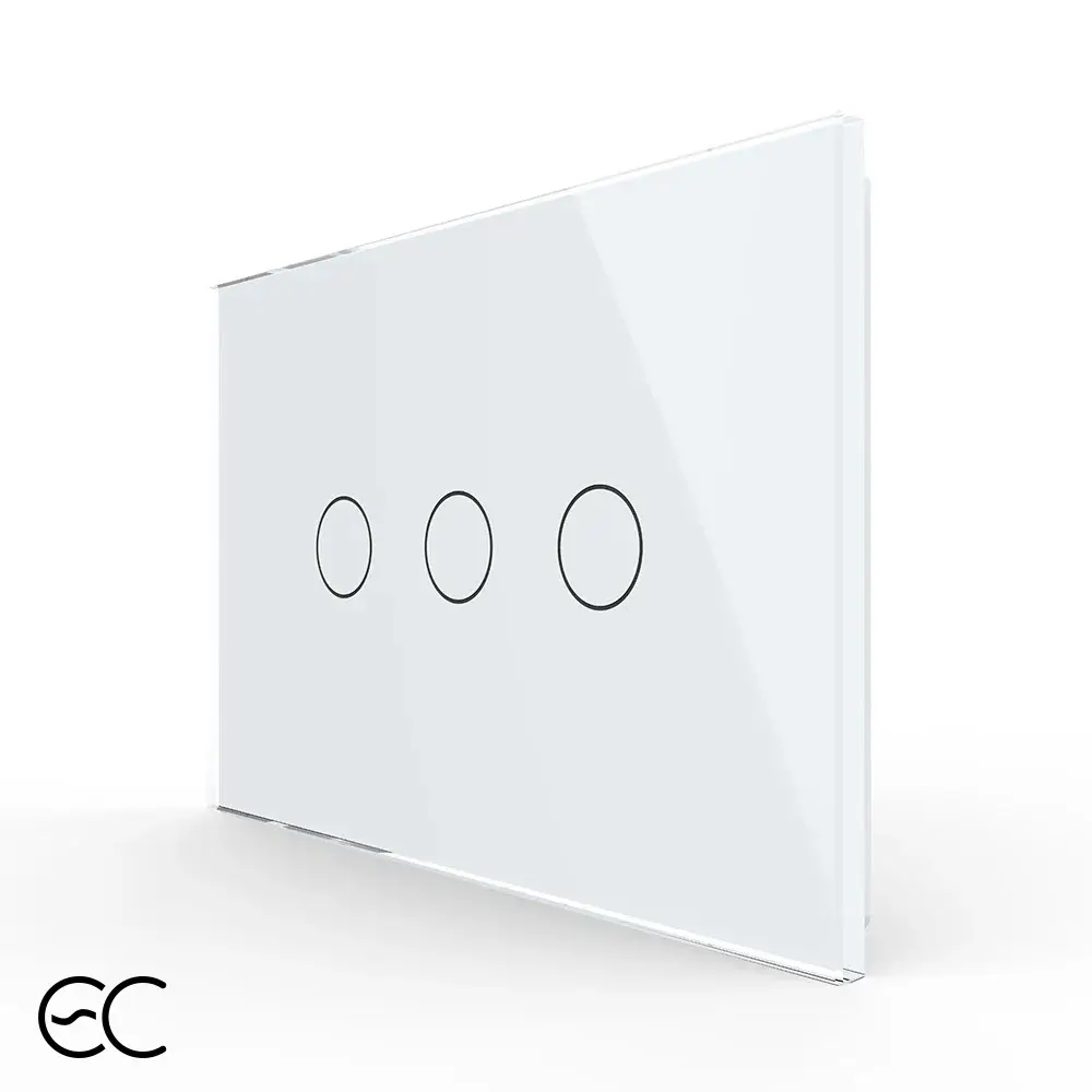 Intrerupator triplu cu touch Livolo din sticla, standard Italian, protocol ZigBee EC – Serie noua