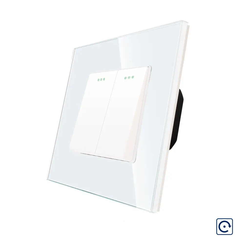 Intrerupator Dublu Mecanic cu Reset / Revenire LUXION cu Rama din Sticla