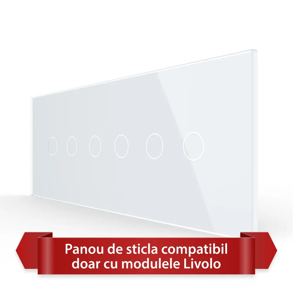 Panou Intrerupator Dublu + Dublu + Dublu cu Touch LIVOLO din Sticla, Standard Italian – 6/7M