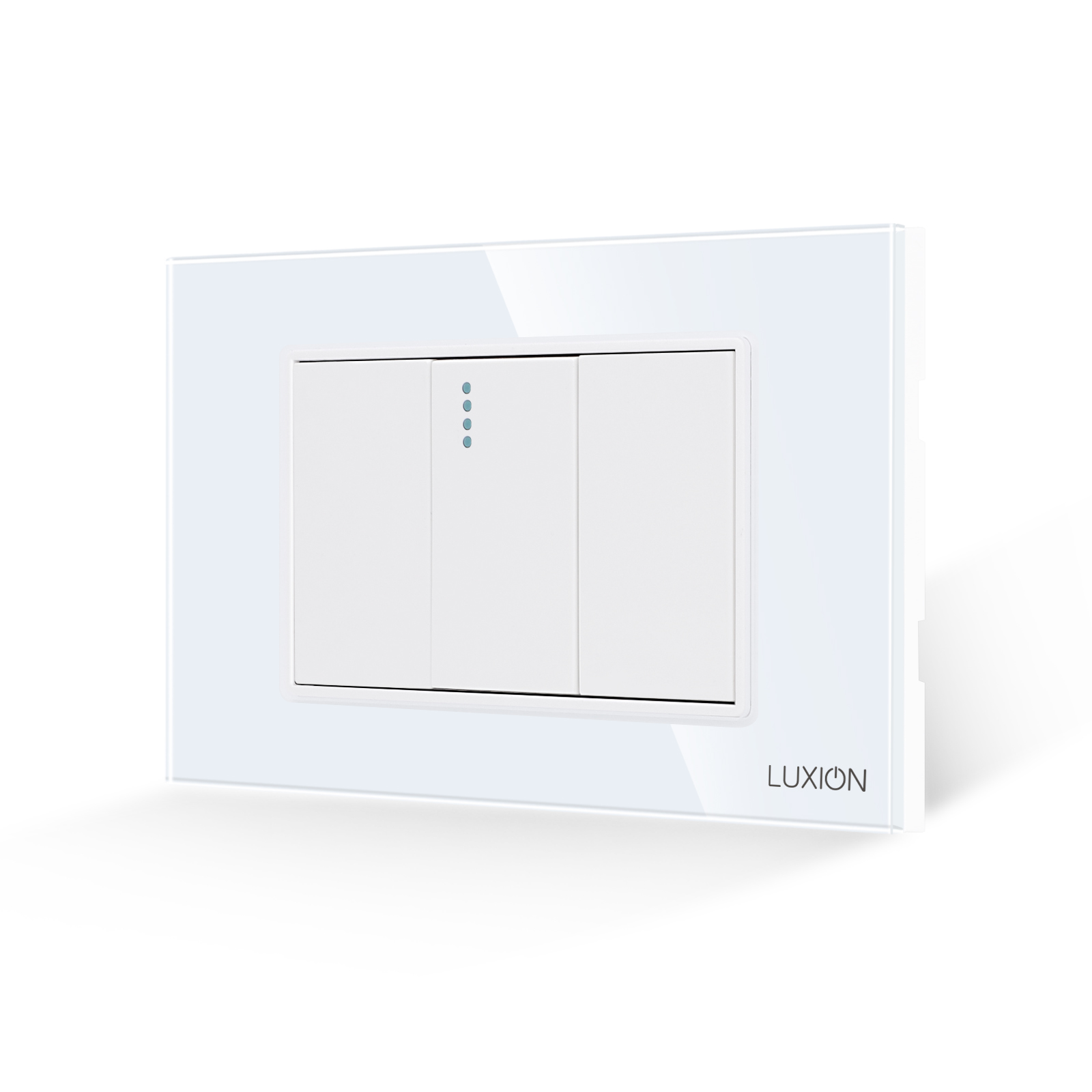 Intrerupator Simplu Mecanic 1M si 2 Taste False LUXION cu Rama din Sticla, Standard Italian, 3M
