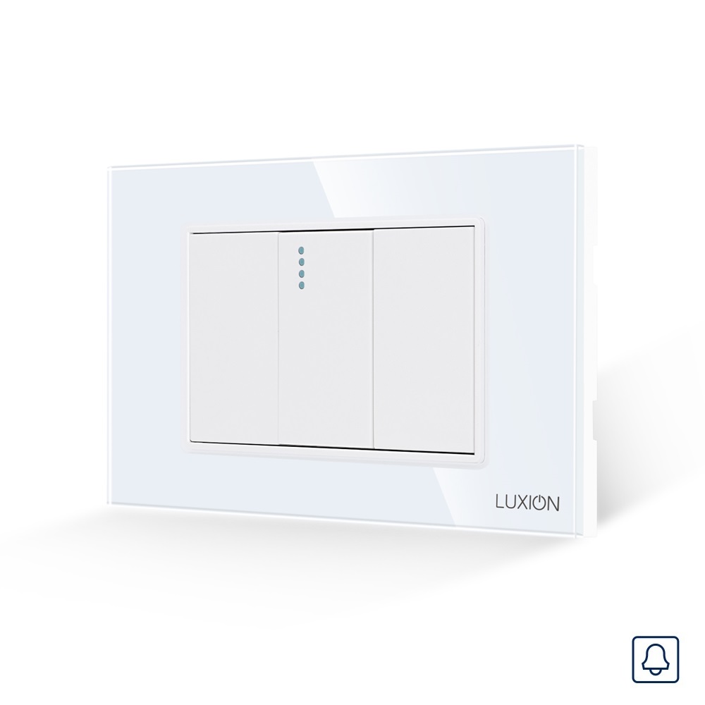 Intrerupator cu Revenire (Sonerie) Mecanic 1M si 2 Taste False LUXION cu Rama din Sticla, Standard Italian, 3M