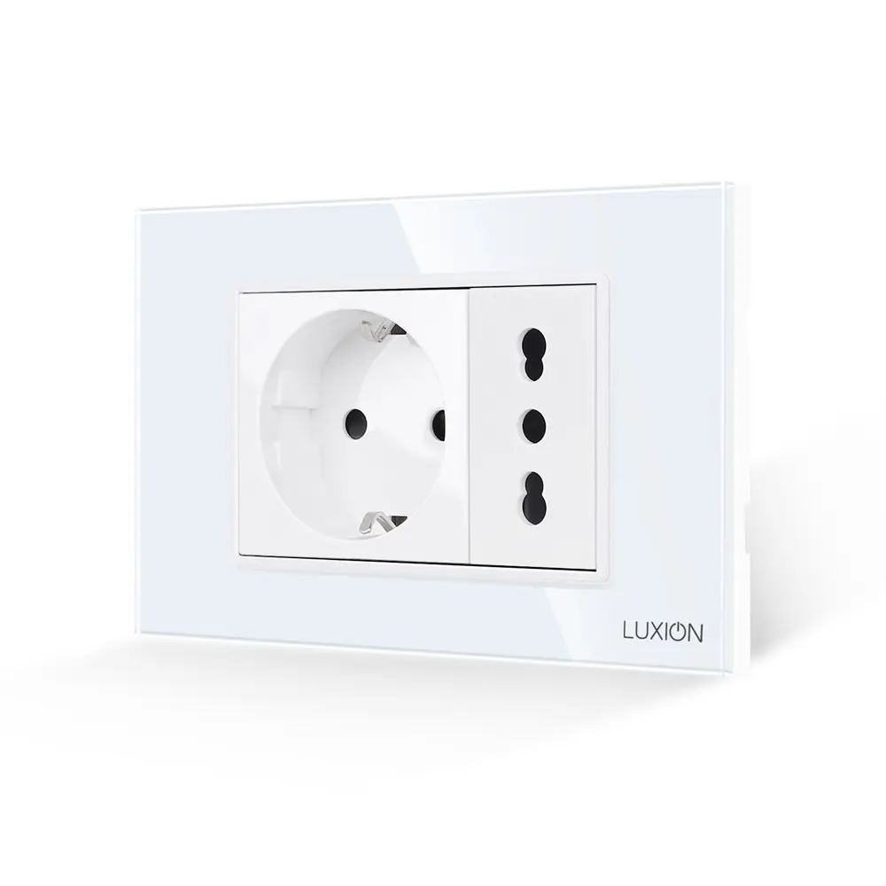 Priza Schuko + Universala Italiana cu Rama din Sticla LUXION, Standard Italian, 3M