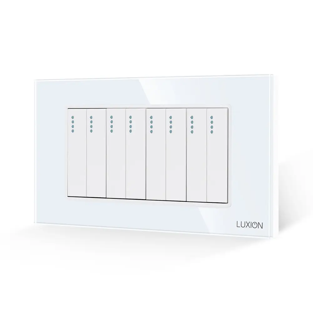 Intrerupator Mecanic 8 Posturi LUXION cu Rama din Sticla, Standard Italian, 4M