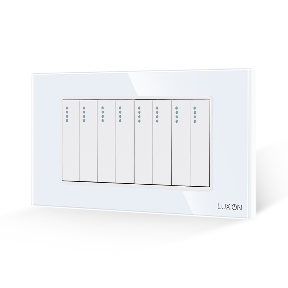 Intrerupator Mecanic 8 Posturi LUXION cu Rama din Sticla, Standard Italian, 4M