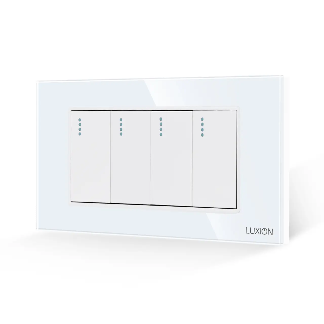 Intrerupator Cvadruplu Mecanic LUXION cu Rama din Sticla, Standard Italian, 4M