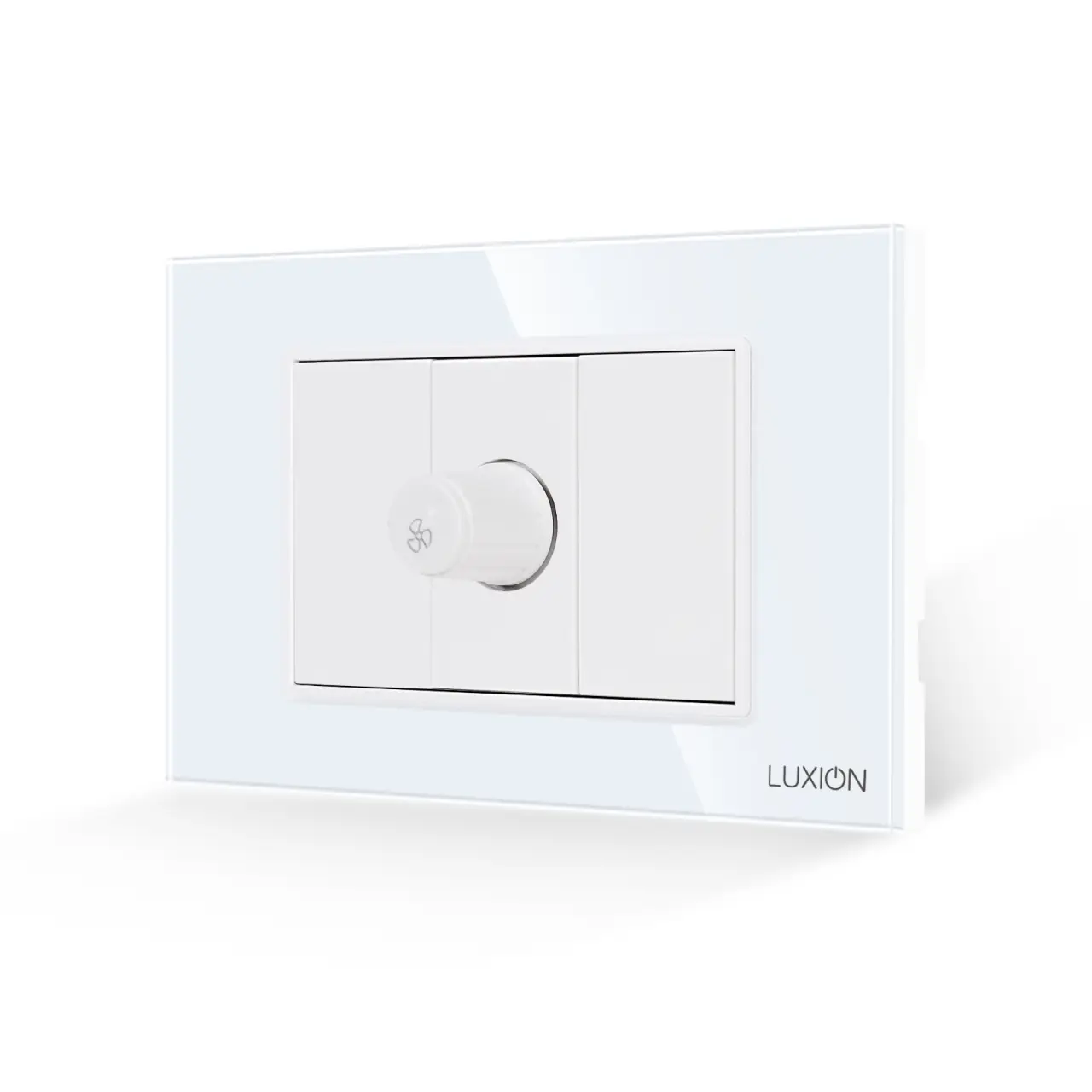 Comutator Pentru Ventilator 1M si 2 Taste False LUXION cu Rama din Sticla, Standard Italian, 3M