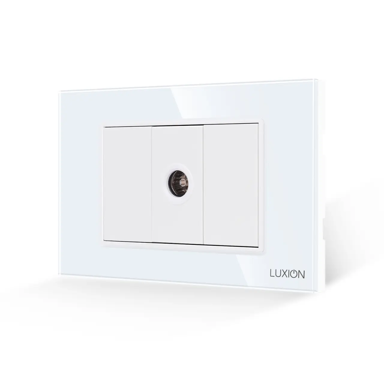 Priza TV 1M + 2 Taste False LUXION cu Rama din Sticla, Standard Italian, 3M