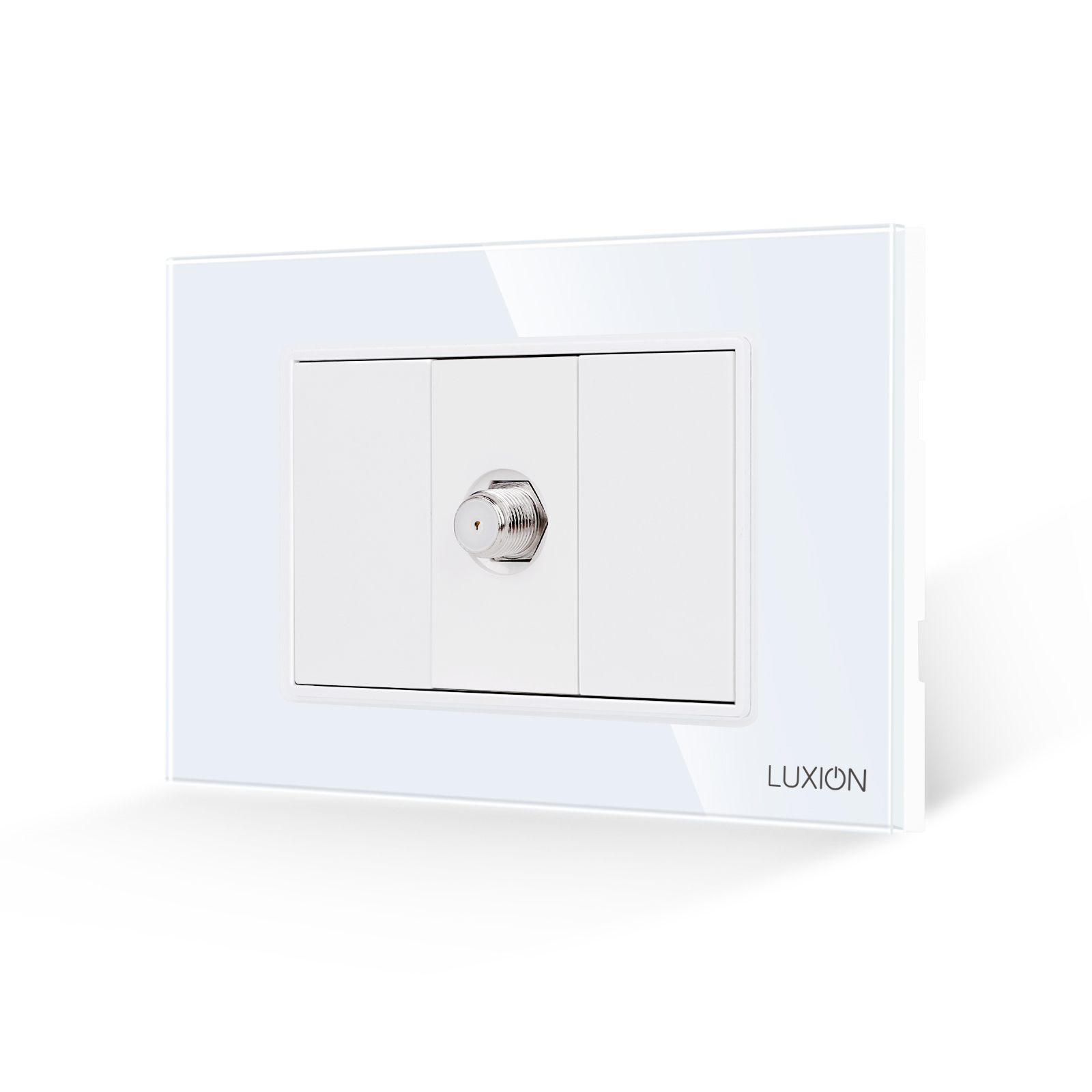 Priza TV Satelit 1M + 2 Taste False LUXION cu Rama din Sticla, Standard Italian, 3M