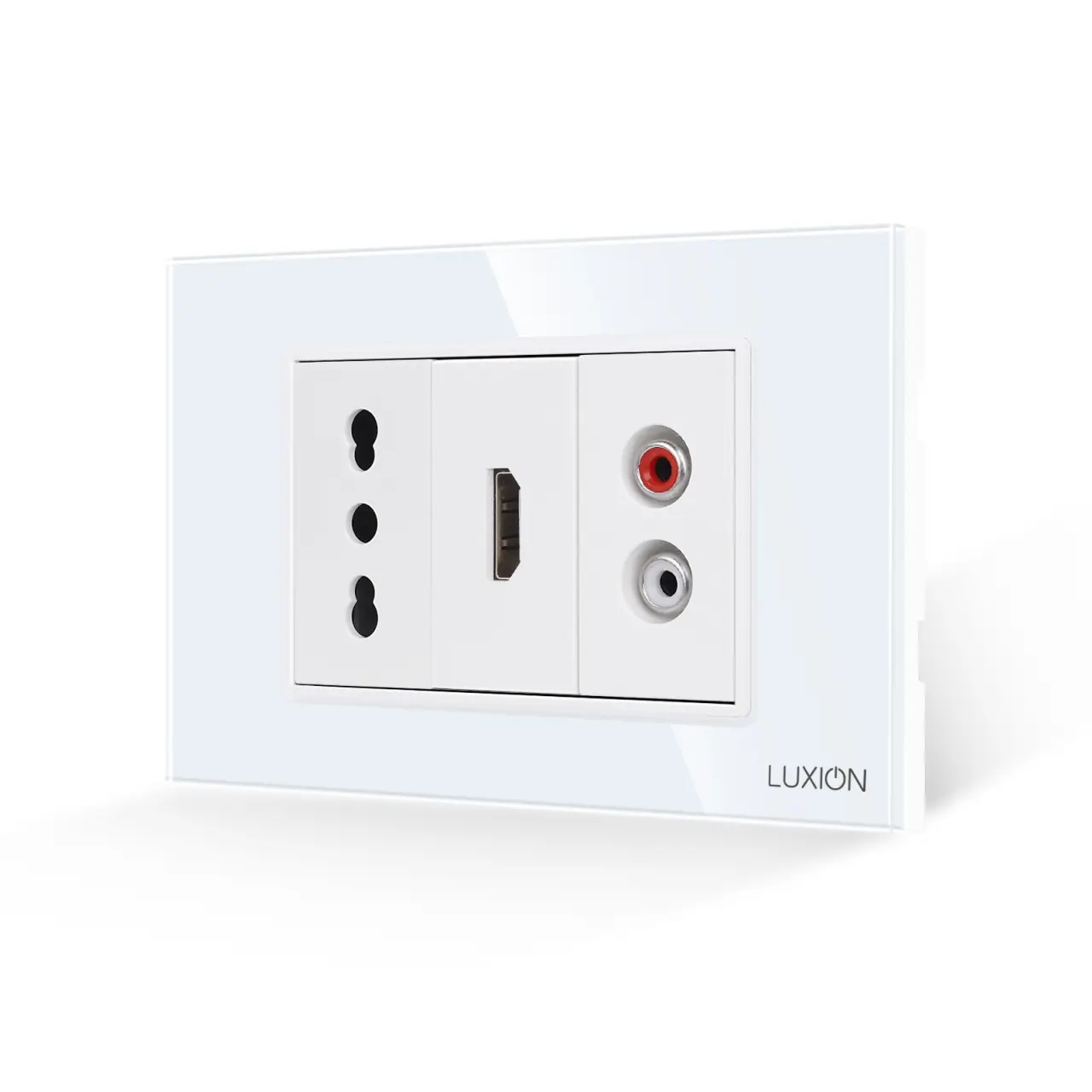 Priza Ingusta + HDMI + Audio cu Rama Din Sticla LUXION, Standard Italian, 3M